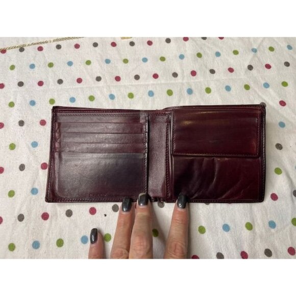 Preloved Bally Burgundy Leather Bifold Wallet with Gold-Tone Logo Plate - Picture 7 of 7